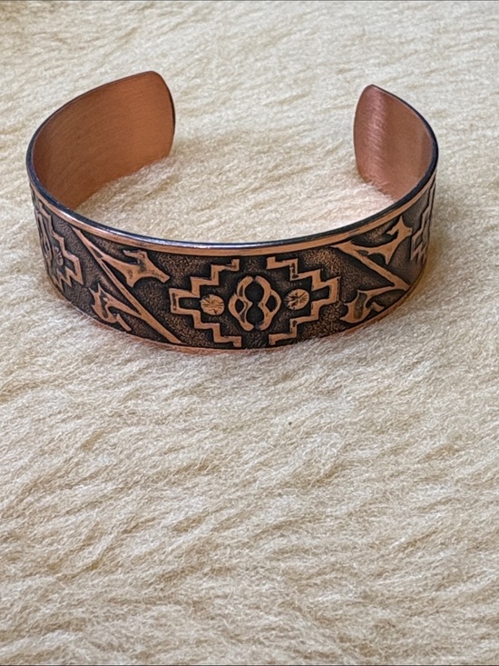 Jewelry - Copper Etched Cuff Bracelet - Southwestern Motif